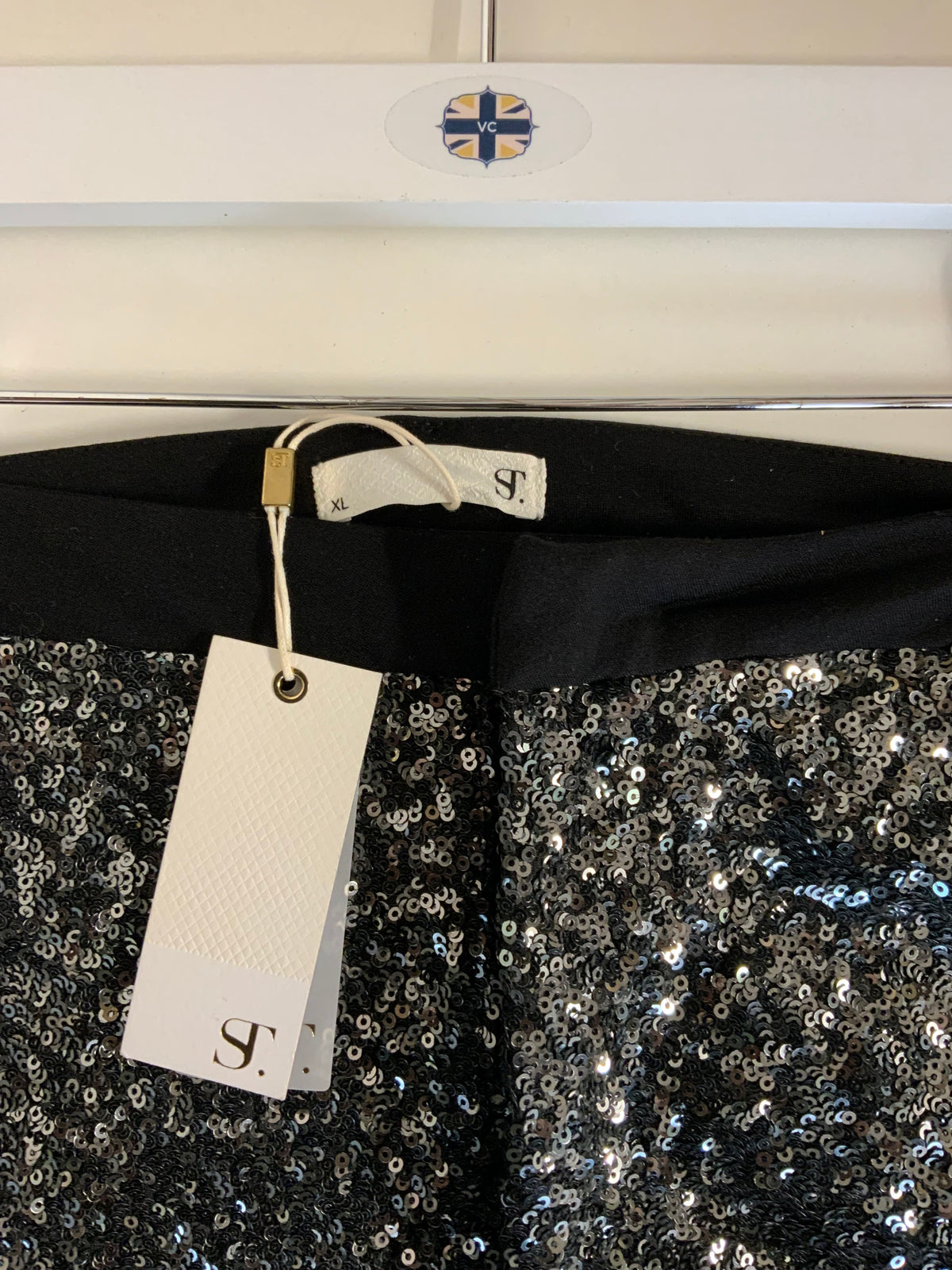 St. Sequin Silver Trousers