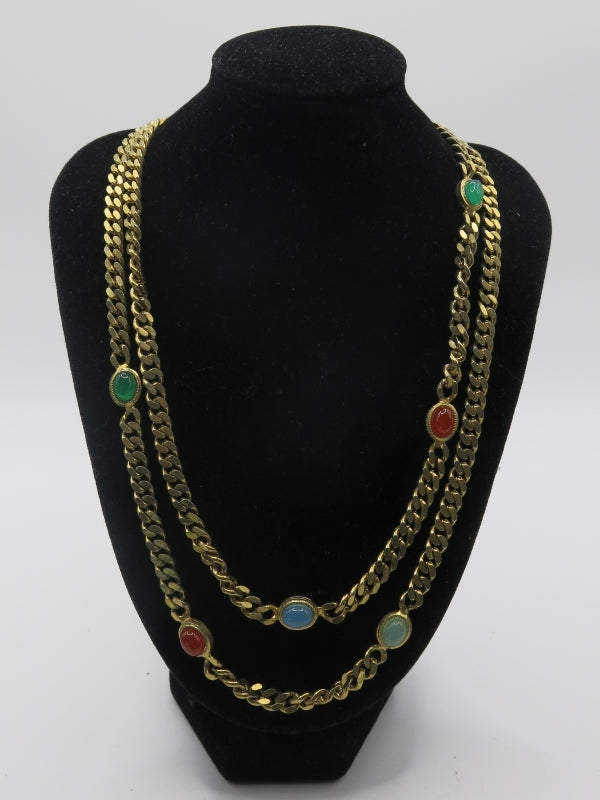Chain Cabachon Necklace 1980s