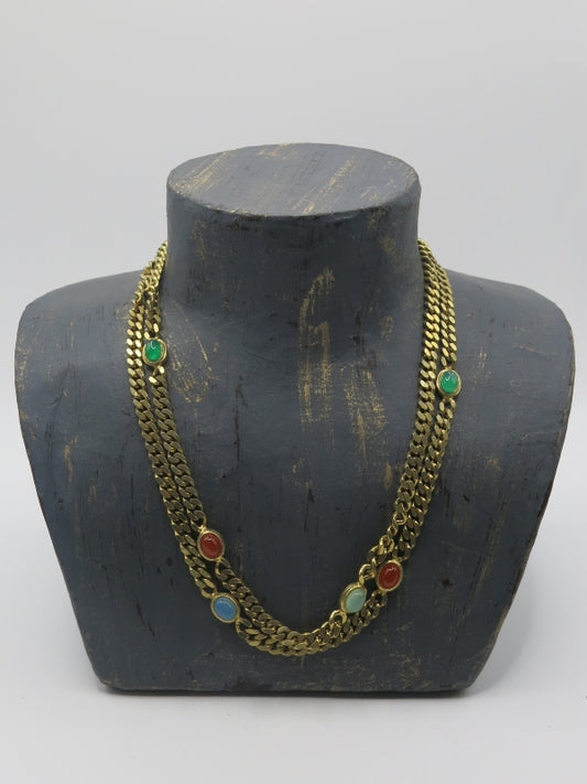 Chain Cabachon Necklace 1980s