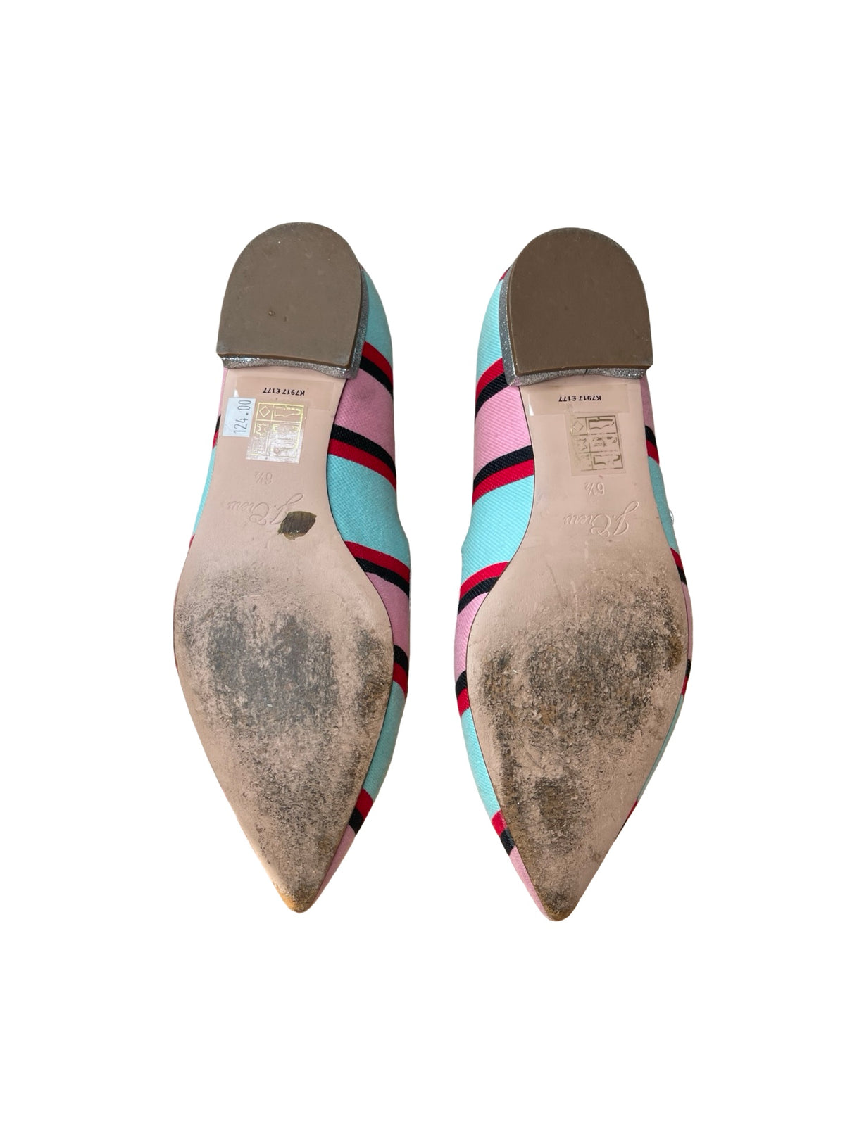 J Crew Red Turquoise Stripe Mary Jane Shoes