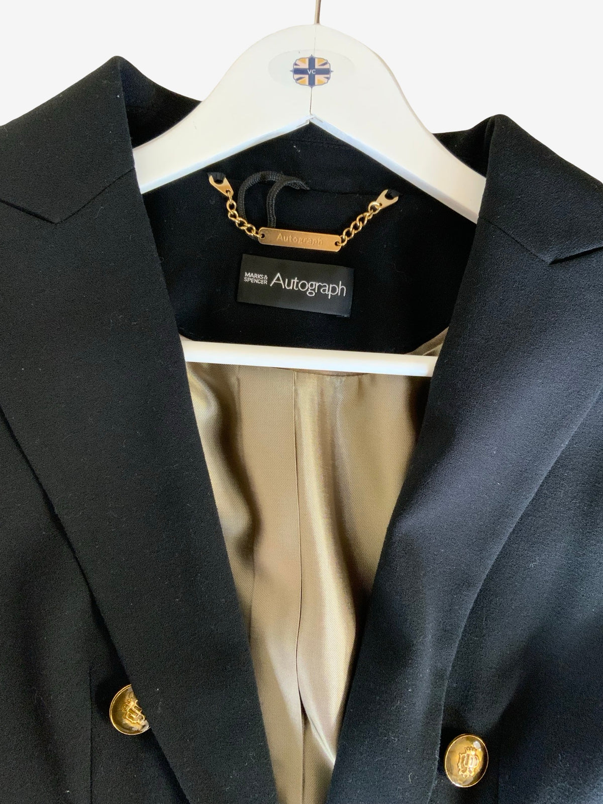 Autograph Black Woollen Jacket with Gold Link Button