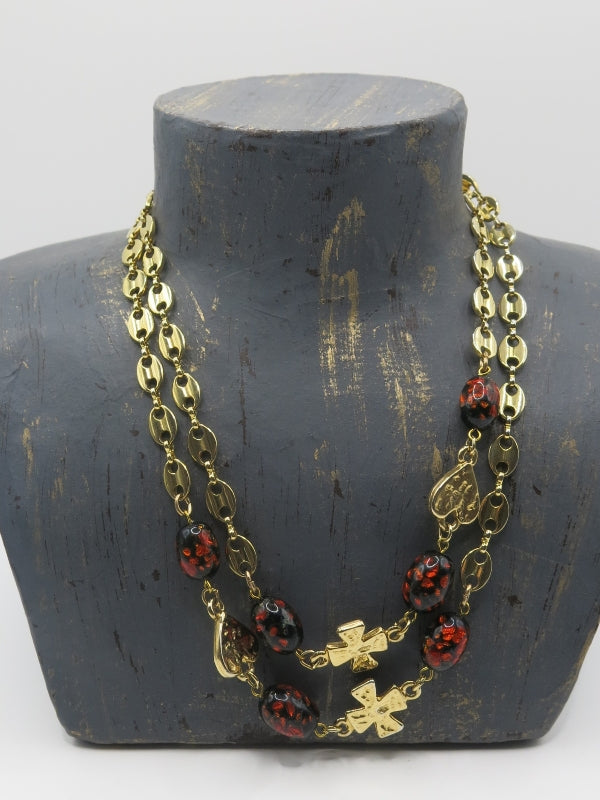 Anne Klein Statement Red Gold Necklace
