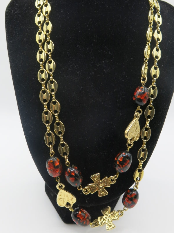 Anne Klein Statement Red Gold Necklace