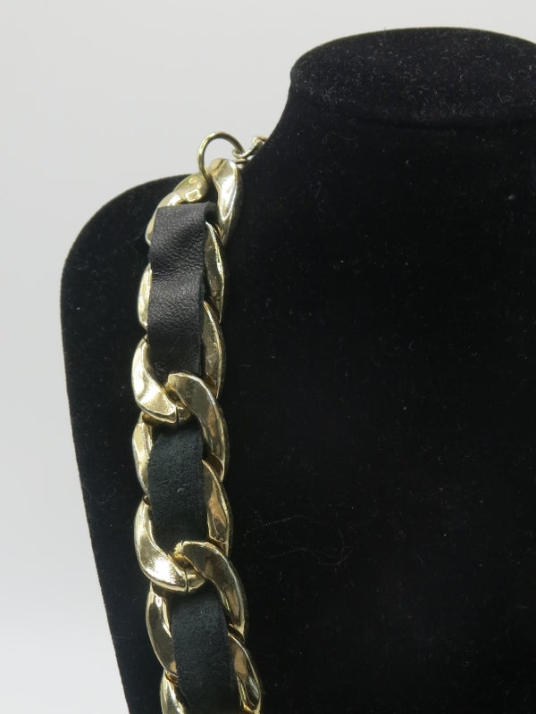 Carolee Signed Leather Choker Necklace