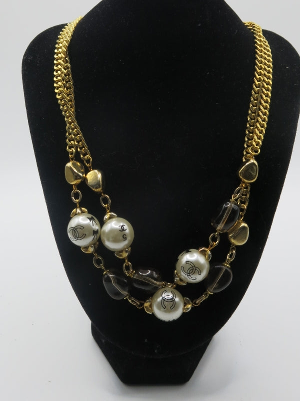 CC Painted Pearl Vintage Long Necklace
