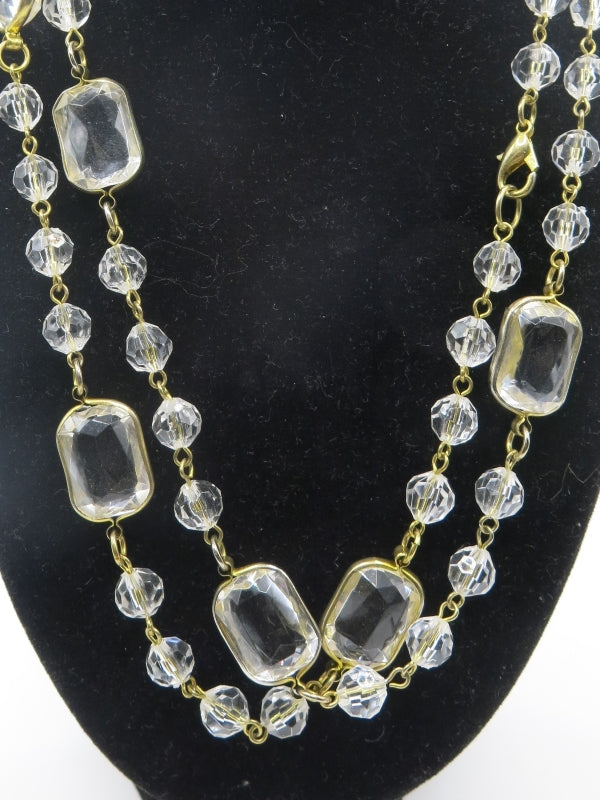 Clear Glass and Lucite Long Vintage Necklace