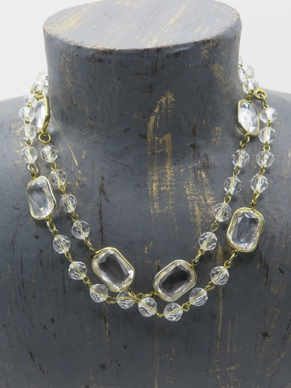 Clear Glass and Lucite Long Vintage Necklace