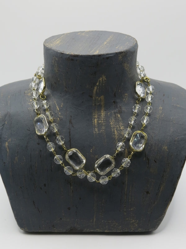 Clear Glass and Lucite Long Vintage Necklace