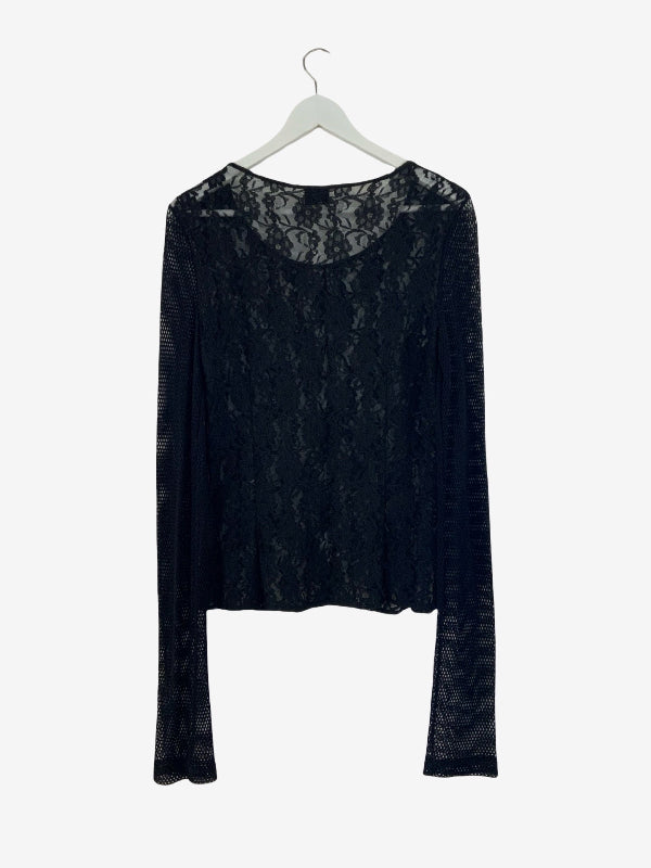 D & G Vintage Lace T Shirt with Mesh Sleeves