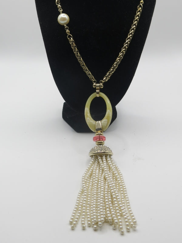 Escada Vintage Pearl Tassel Necklace