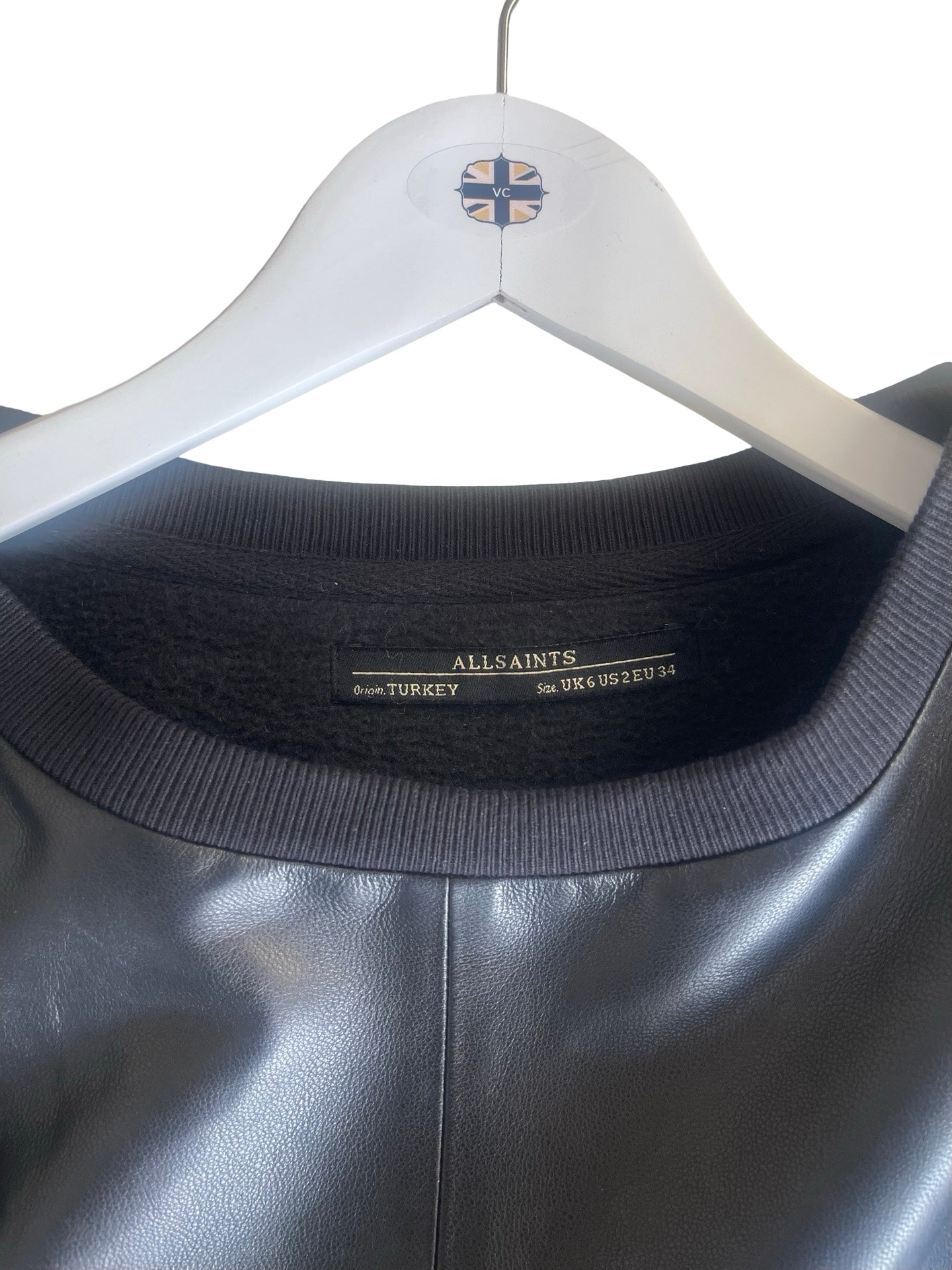 All Saints Leather Jumper Top