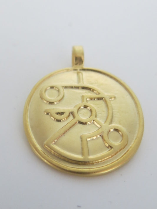 Hieroglyph Coin Gold Pendant