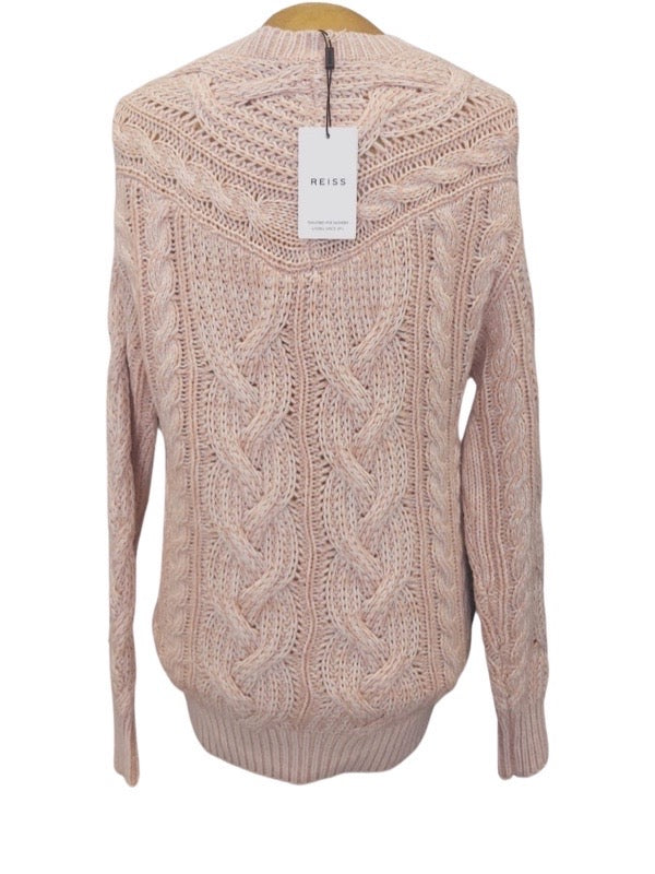 Reiss Esme Cable Sweater Pink
