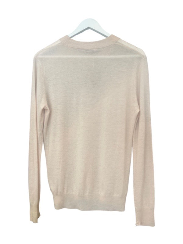 Pale pink fine cashmere jumper back