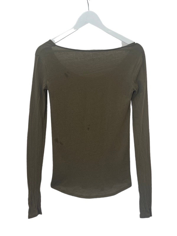 Long sleeve ladies khaki cotton cashmere T shirt
