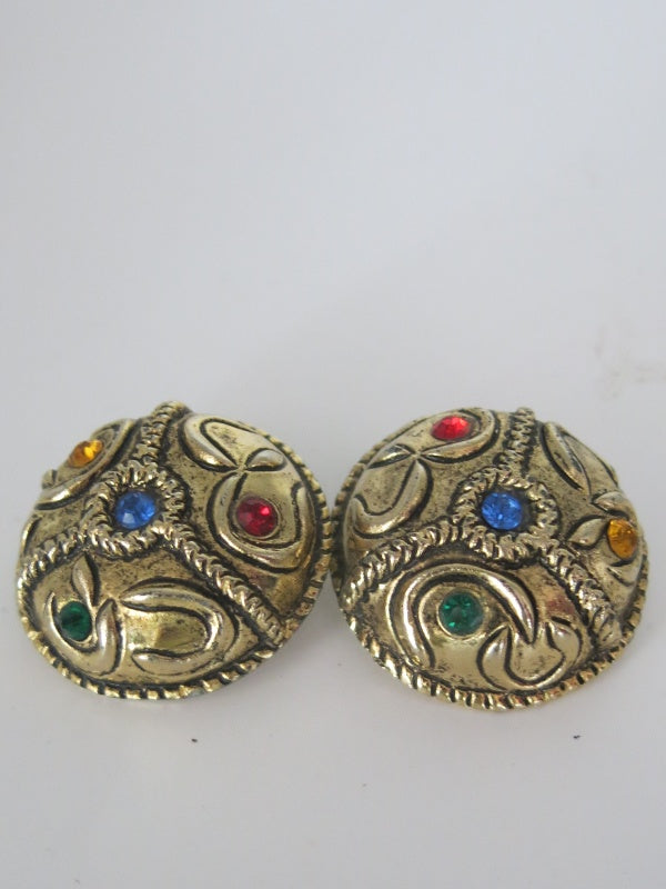 Mod Dep Jewel Tone Multi Coloured Clip On Earrings