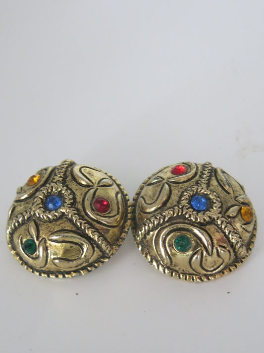 Mod Dep Jewel Tone Multi Coloured Clip On Earrings