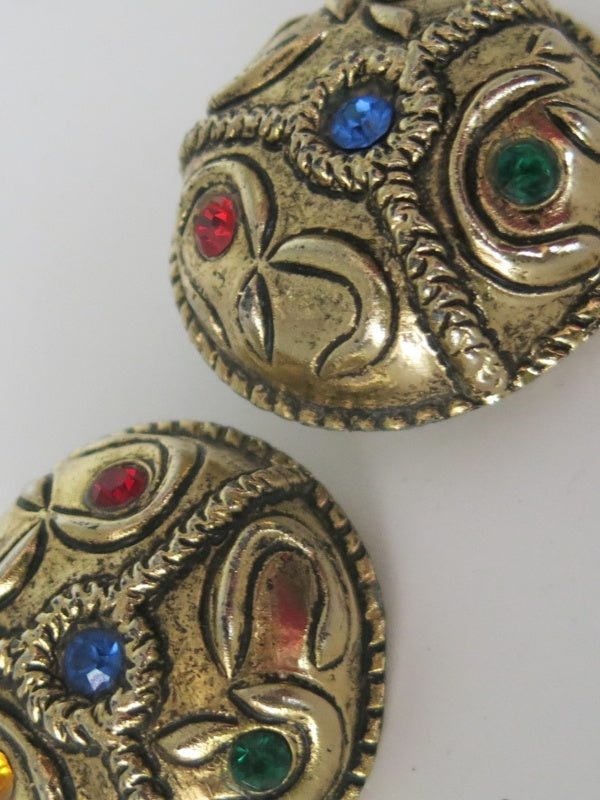 Mod Dep Jewel Tone Multi Coloured Clip On Earrings