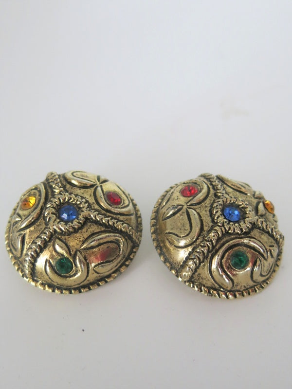 Mod Dep Jewel Tone Multi Coloured Clip On Earrings