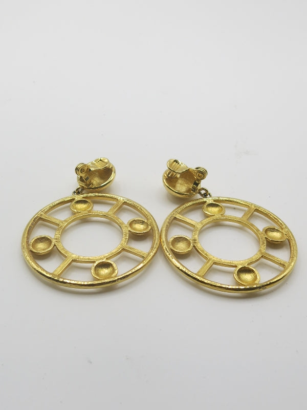 Monet Signed Hoops Clip On Earrings