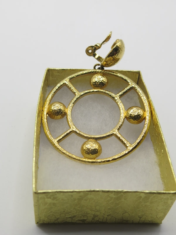 Monet Signed Hoops Clip On Earrings