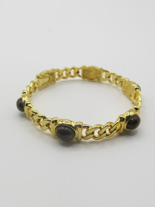 Monet Gold Link Bangle Signed