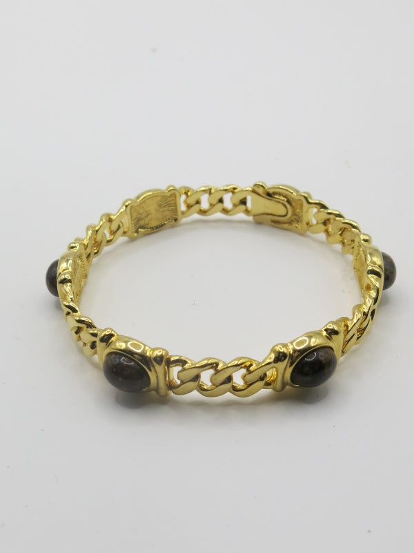 Monet Gold Link Bangle Signed