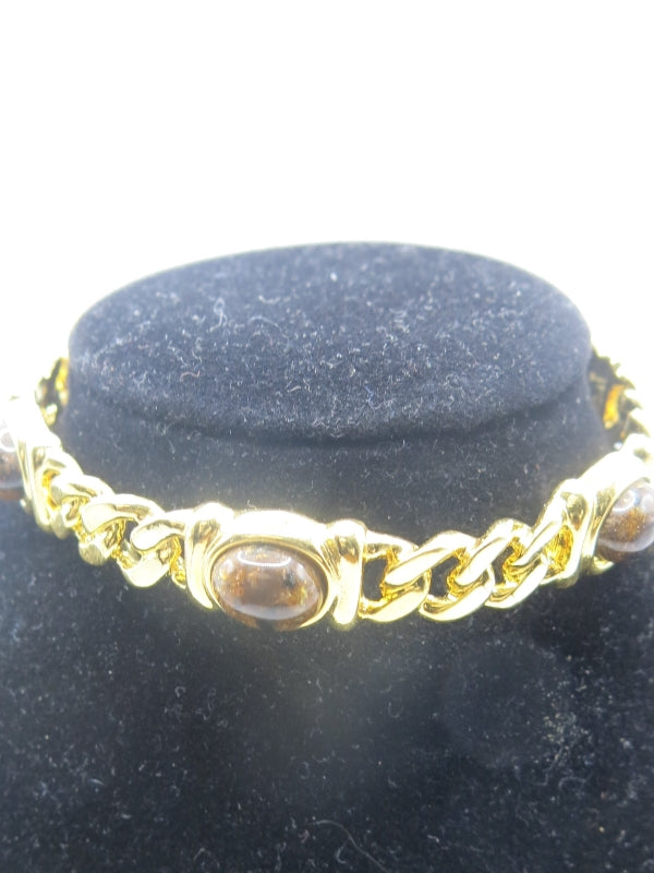 Monet Gold Link Bangle Signed