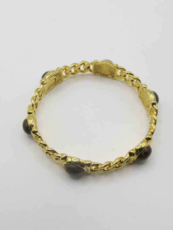 Monet Gold Link Bangle Signed