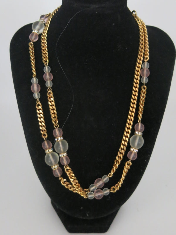 Vintage Pale Pink Glass Bead Necklace