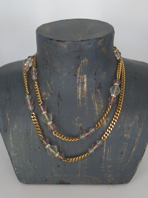Vintage Pale Pink Glass Bead Necklace