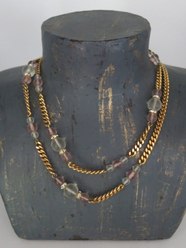Vintage Pale Pink Glass Bead Necklace