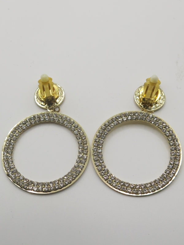 Hollywood Diamond Pave Clip On Earrings