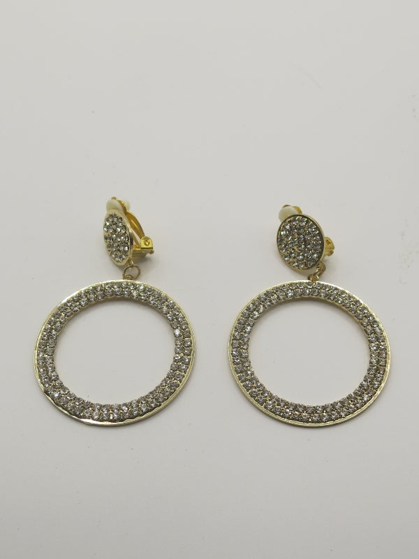 Hollywood Diamond Pave Clip On Earrings