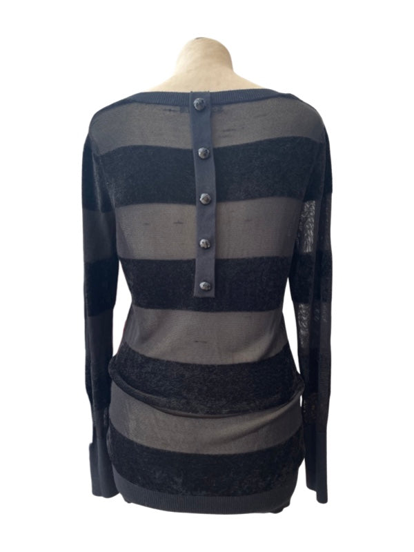 Black slinky jumper back with 5 jet faceted buttons