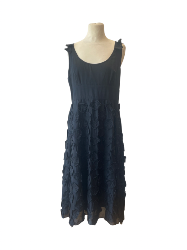 Black cotton below the knee sleeveless summer dress