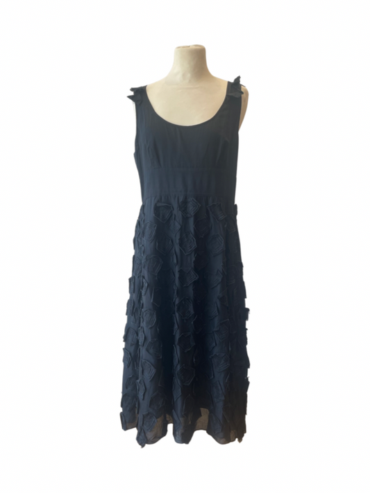 Black cotton below the knee sleeveless summer dress