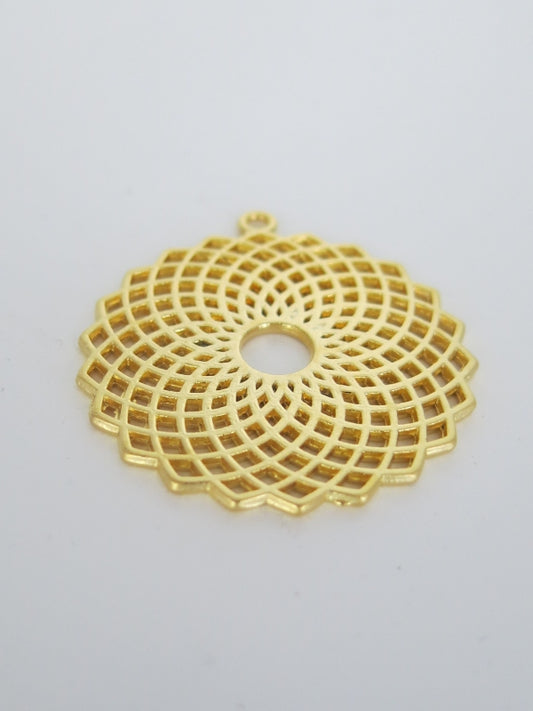 Filigree Disk Gold Pendant