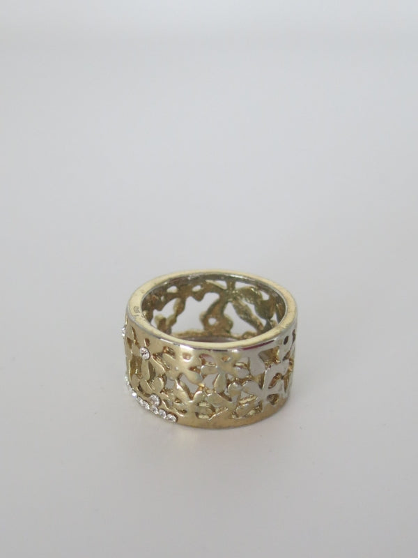 Filigree  Matt Gold Tone Cut Out Ring
