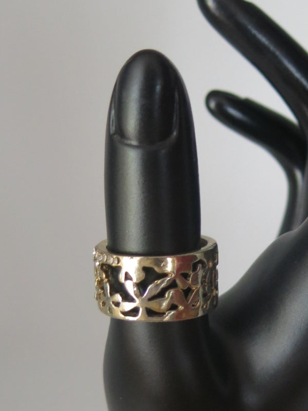 Filigree  Matt Gold Tone Cut Out Ring