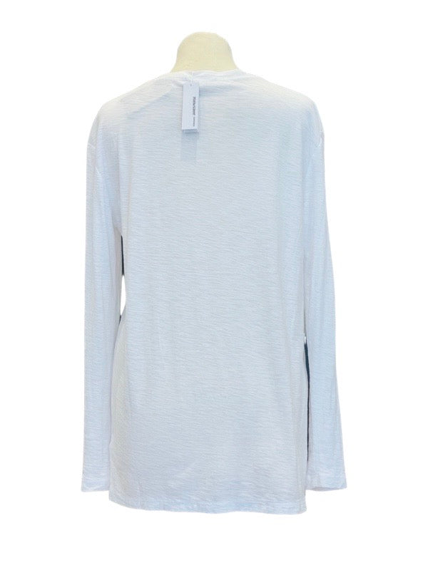 White cotton modal long sleeve T shirt back