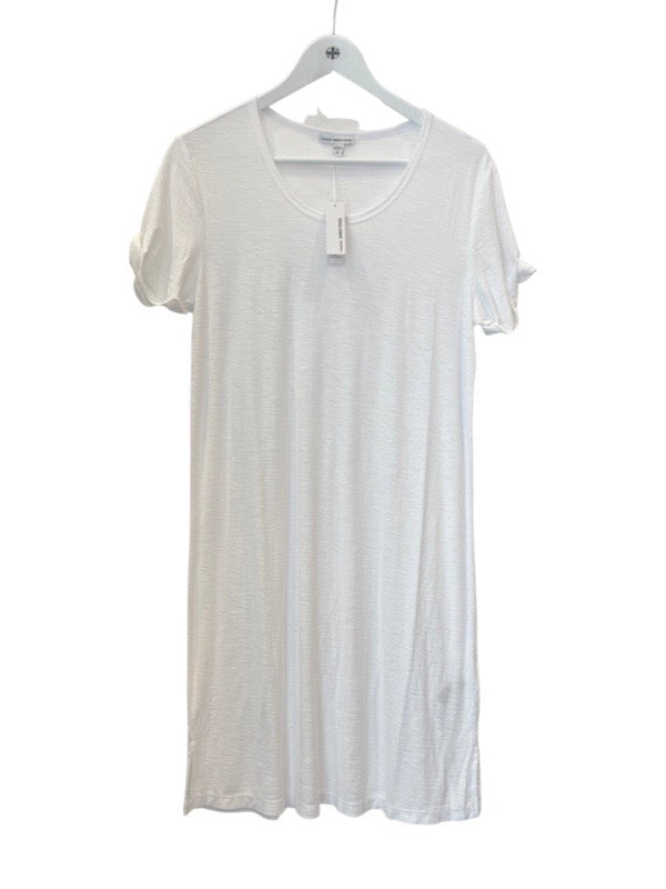 White cotton shirt sleeve dress