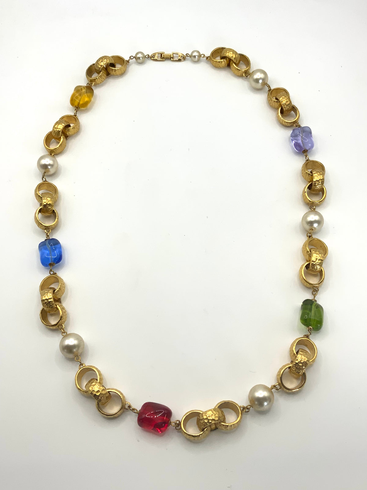 Napier Signed Multi Coloured Glass & Gold Necklace