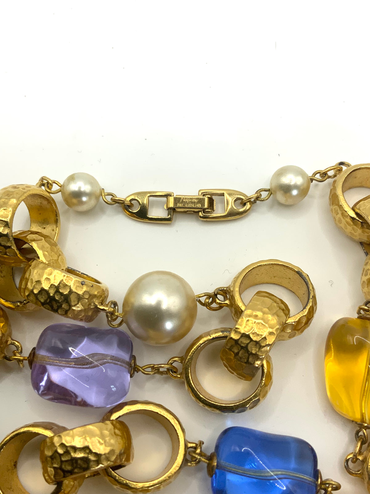 Napier Signed Multi Coloured Glass & Gold Necklace