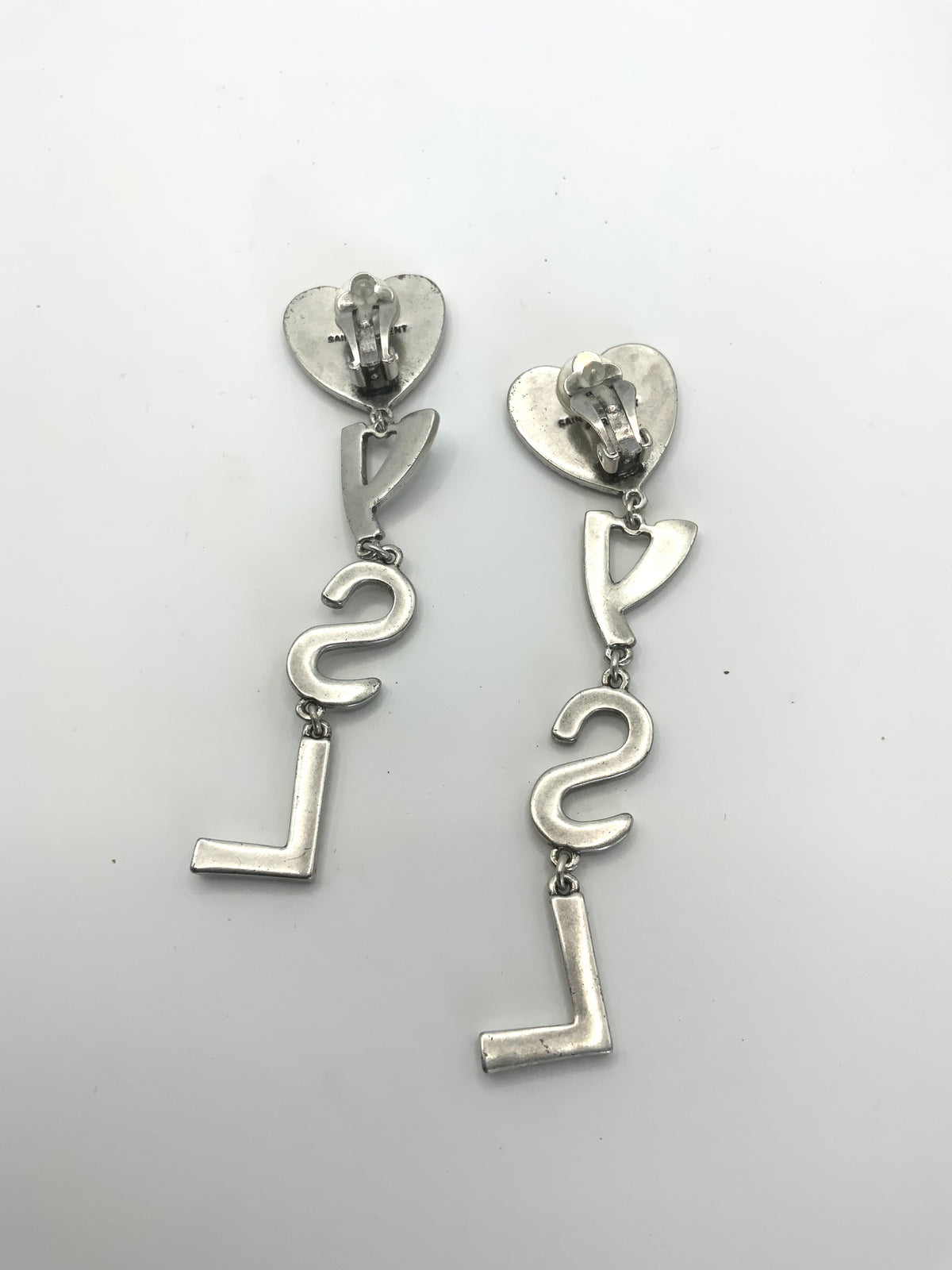 YSL Heart Dangle Clip Earrings