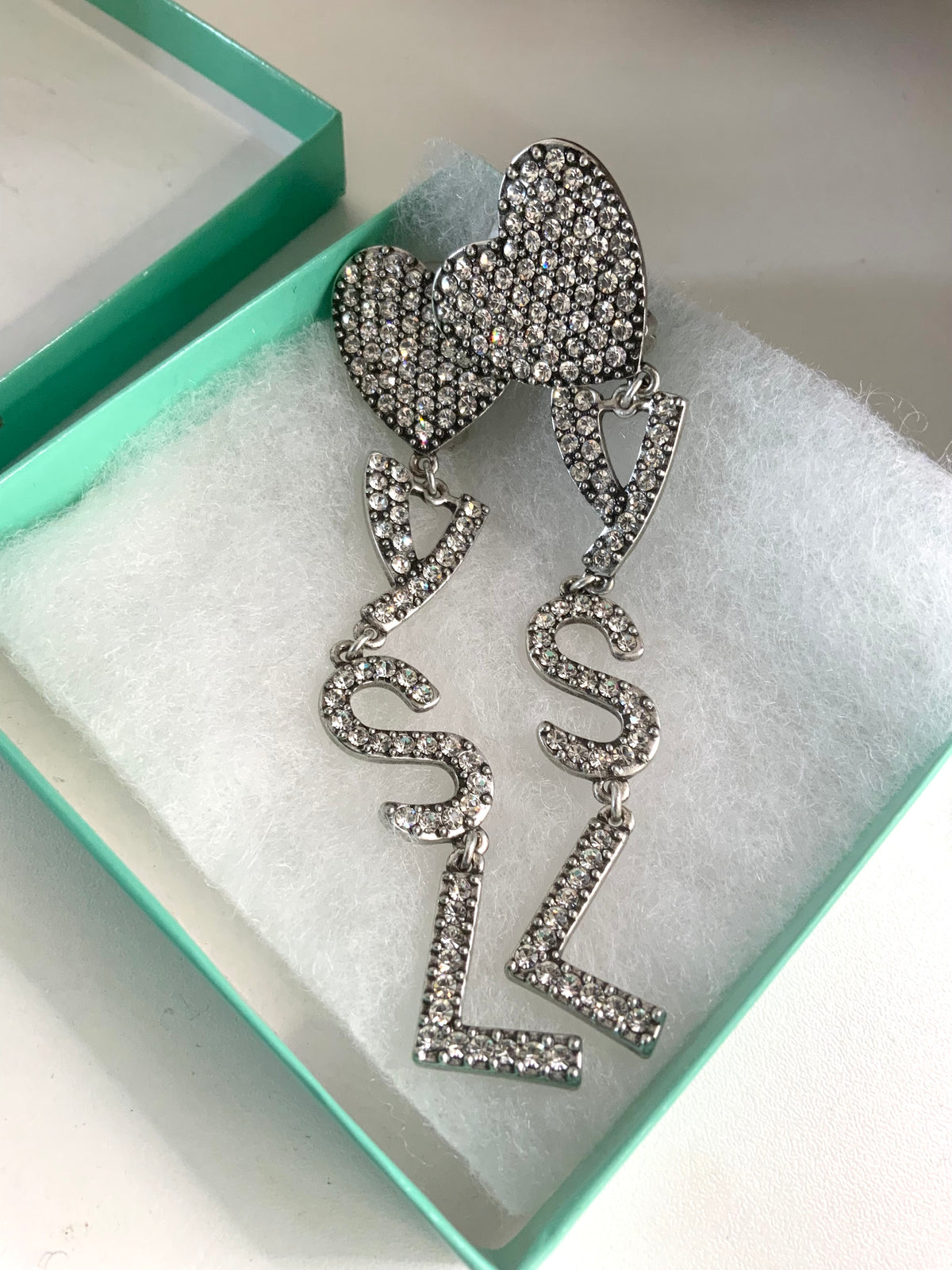 YSL Heart Dangle Clip Earrings