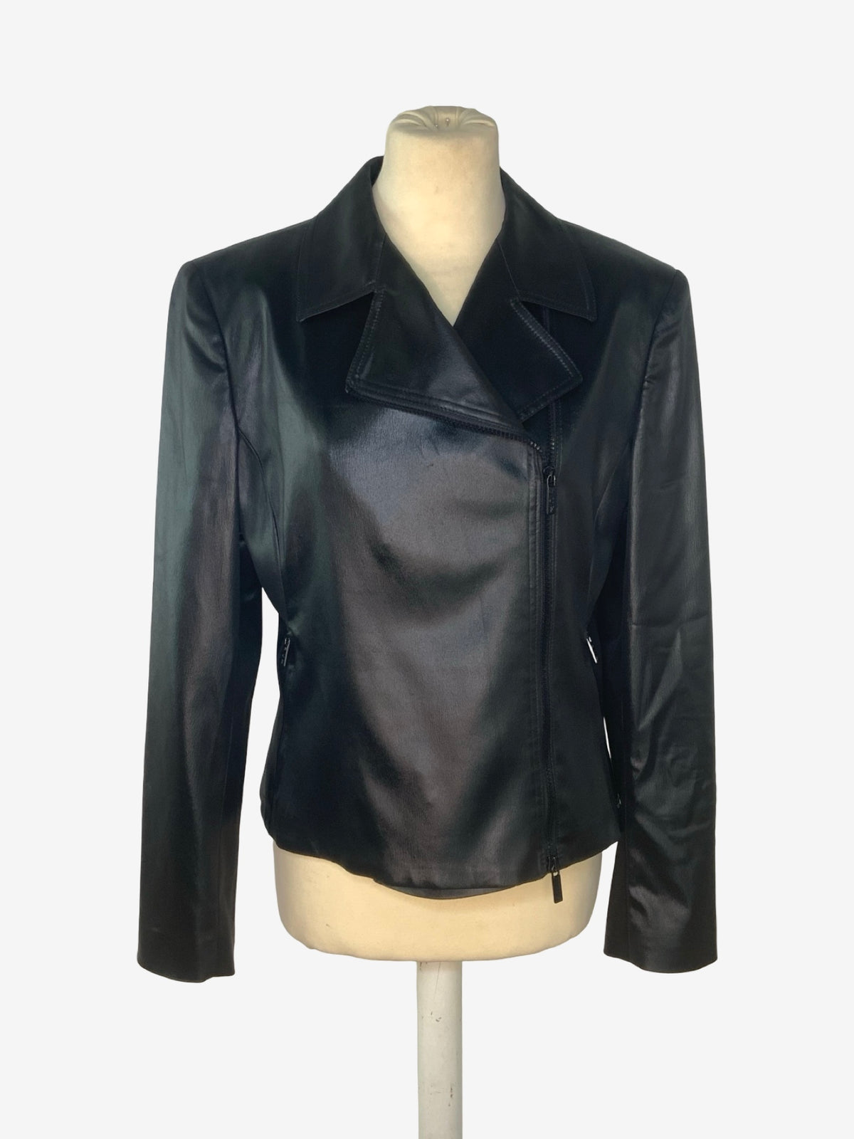 GF Ferre Black Satin Sheen Biker Jacket