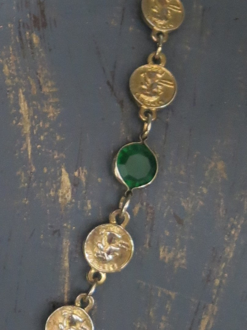 Renaissance Coin Emerald Bezel Necklace