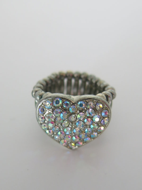 Stretchy Crystal Heart Ring