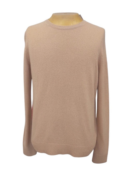Soft long sleeve cashmere jumper round neck taupe